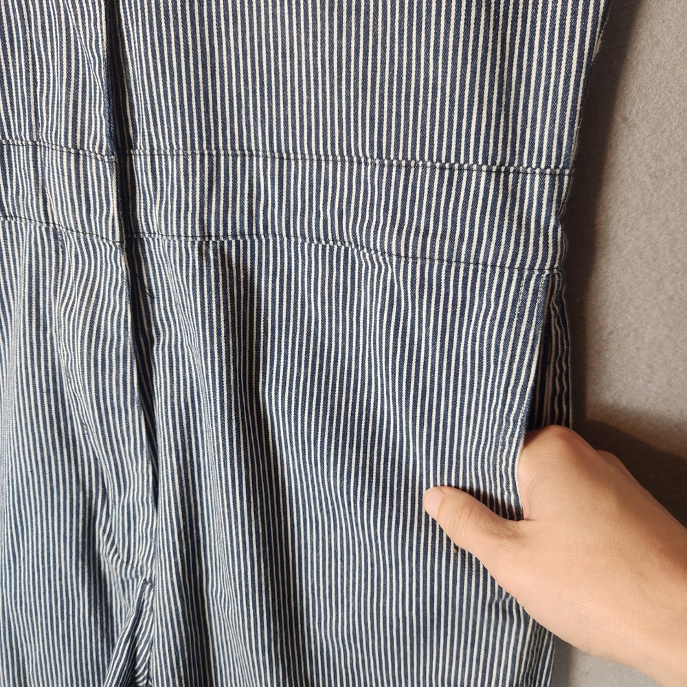 Nooworks Railroad Stripe Coveralls Small Blue Stripe Short Sleeve Workwear - Picture 7 of 9